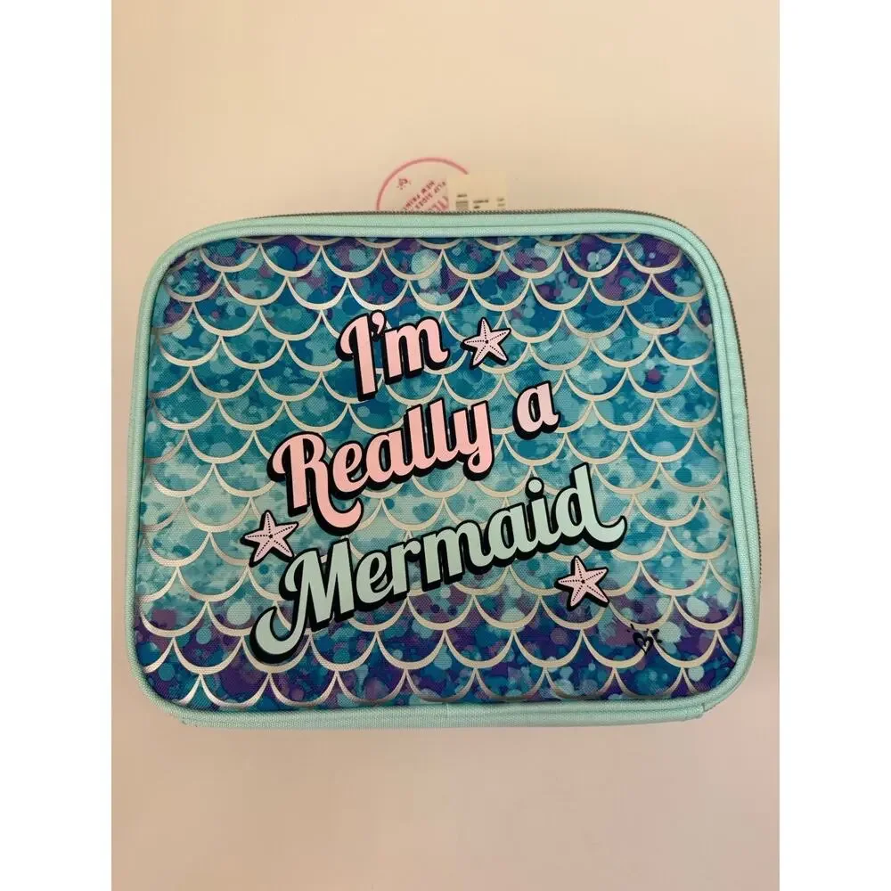 Justice Blue Mermaid Starfish Insulated Handle Lunch Bag Lunch Tote Lunch Box